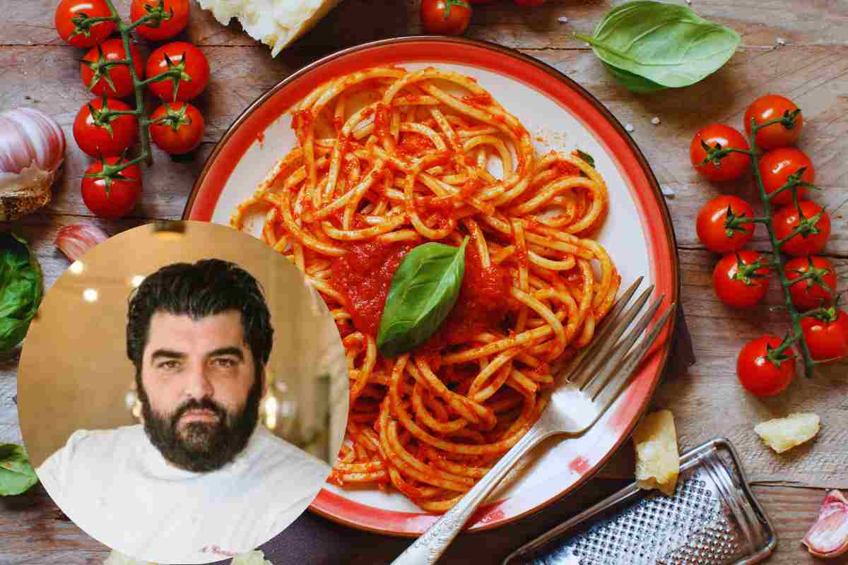 spaghetti al pomodoro con il segreto di cannavacciuolo